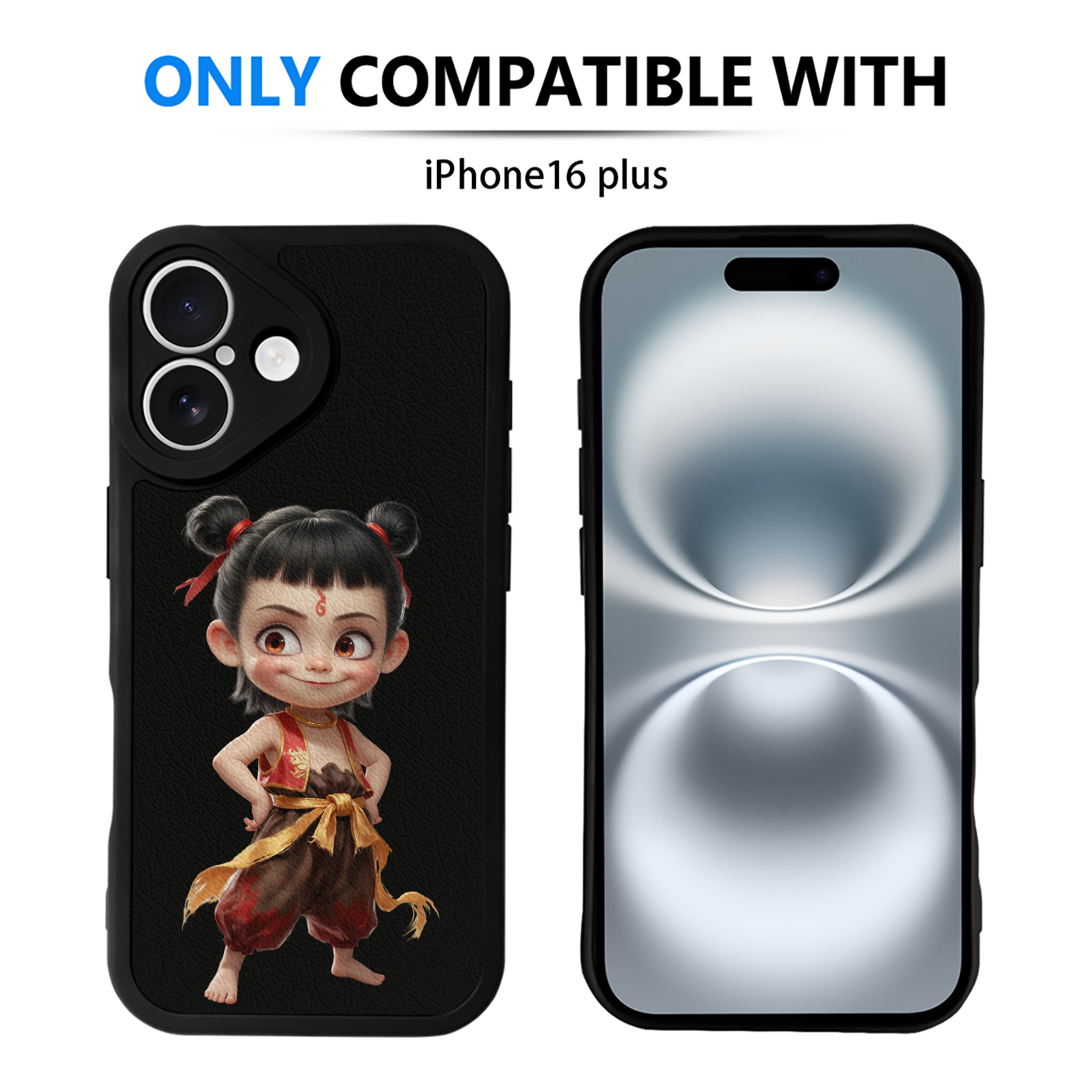 （画像用） Ne Zha 2 ナタ 魔童の大暴れ 【iPhone 16シリーズ対応】シリコンスマホケース（レザー調） 材質：シリコン